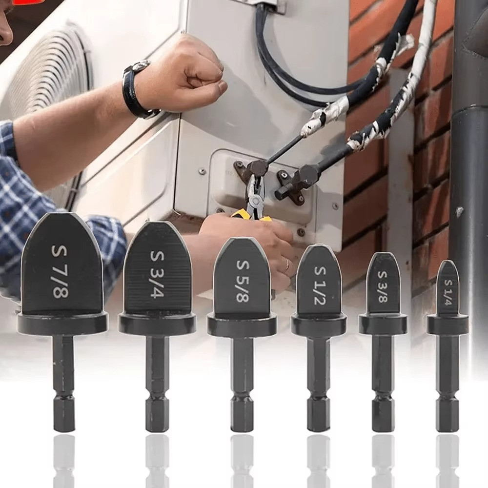 6x Swaging Tool Drill Bit Set Air Conditioner Copper Pipe Flaring Tube Expander