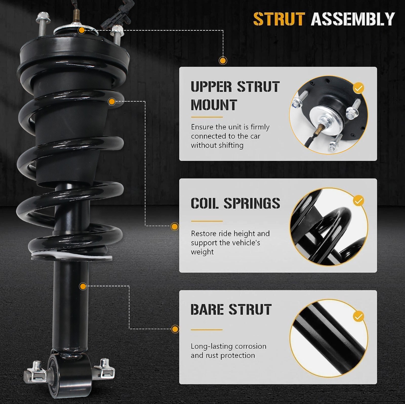 2× Front Shock Struts Assys For 2015-2020 GMC Yukon Cadillac Escalade 84977478