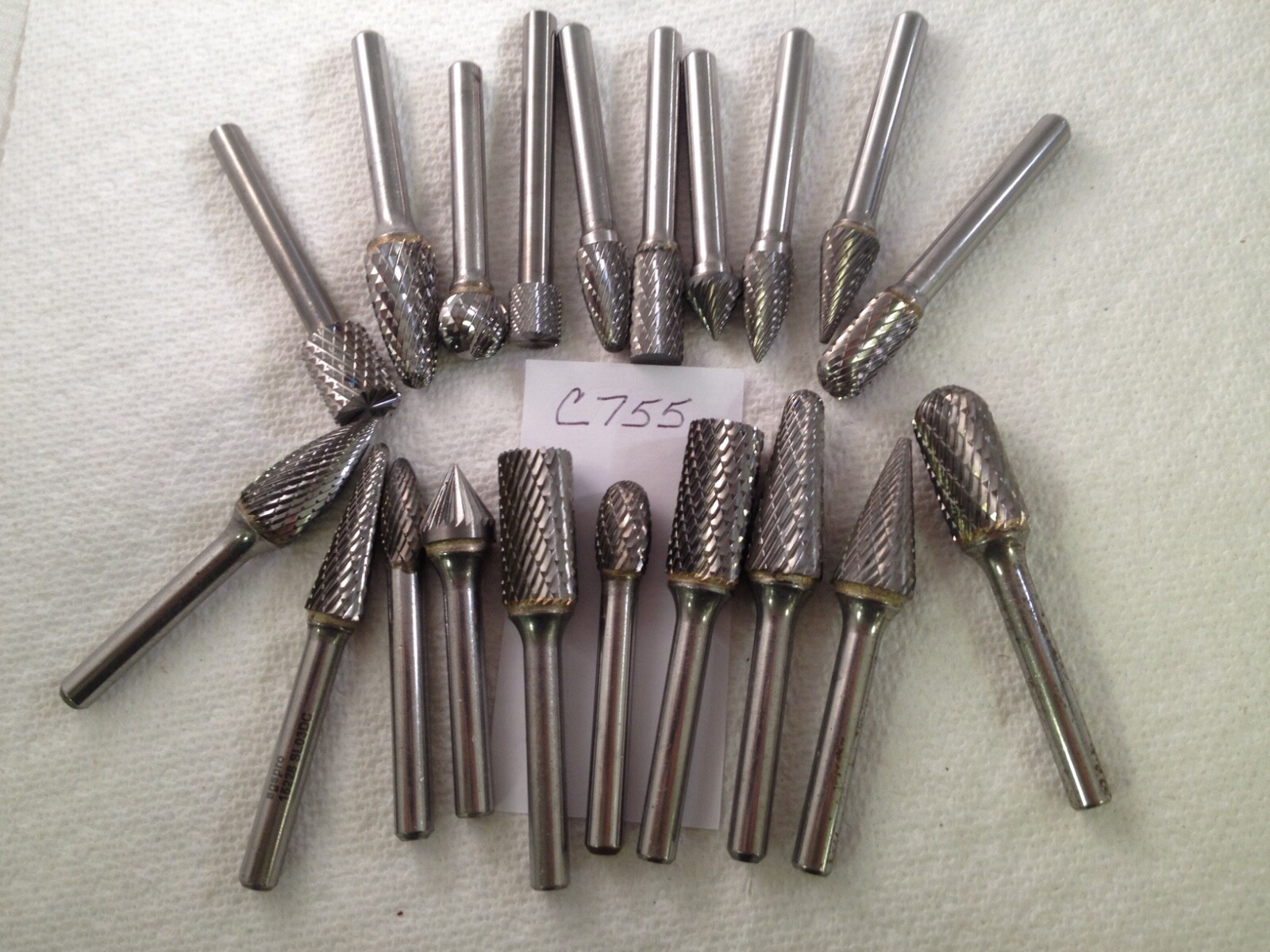 20 NEW FALCON / SGS 1/4" SHANK CARBIDE BURR SET.  DOUBLE / SINGLE CUT USA (c755)