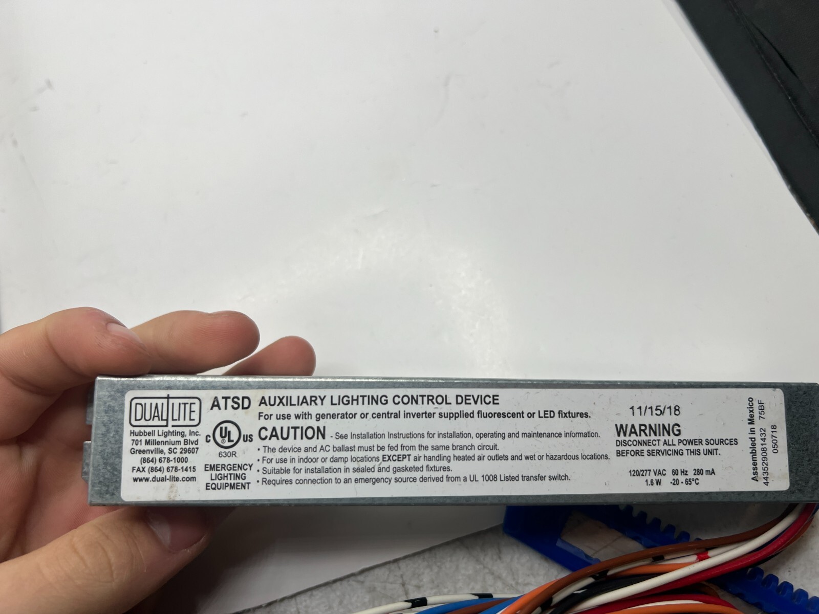 HUBBELL DUAL-LITE ATSD AUXILIARY TRANSFER SWITCH UTILITY GENERATOR POWER