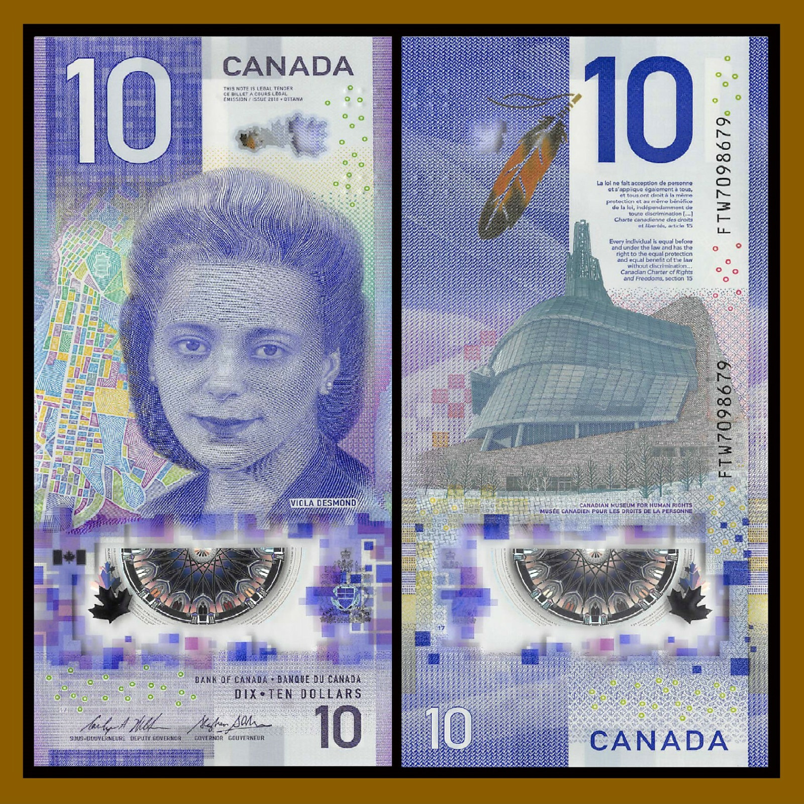 Canada 10 Dollars, 2018 P-New Polymer Viola Desmond Unc