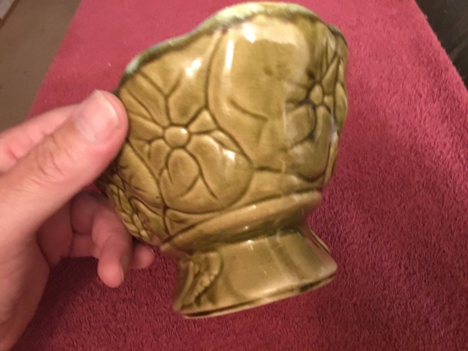 Olive Green Oval Shaped Planter