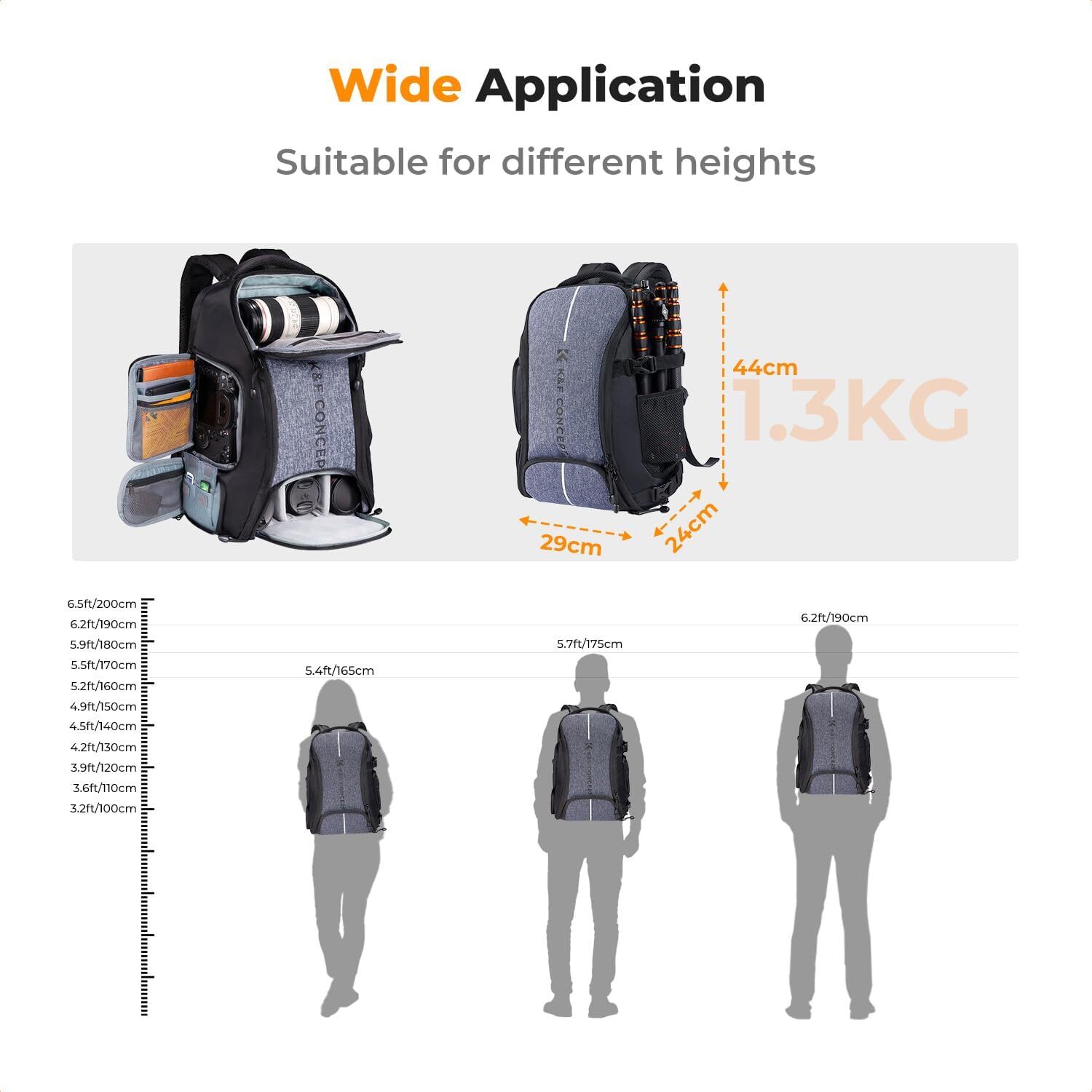 K&F Concept Camera Backpack 25L Large Capacity Camera Bag for Canon/Nikon/Sony