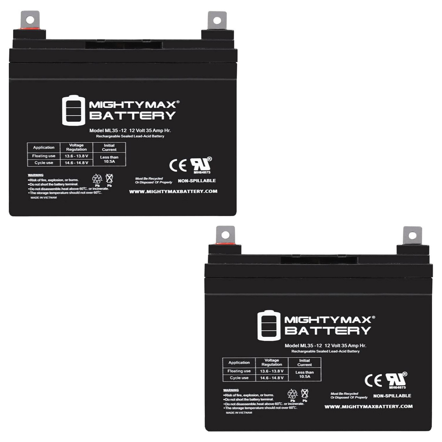 Mighty Max 12V 35Ah Battery Replacement for Pride Jazzy Select 6 Ultra - 2 Pack