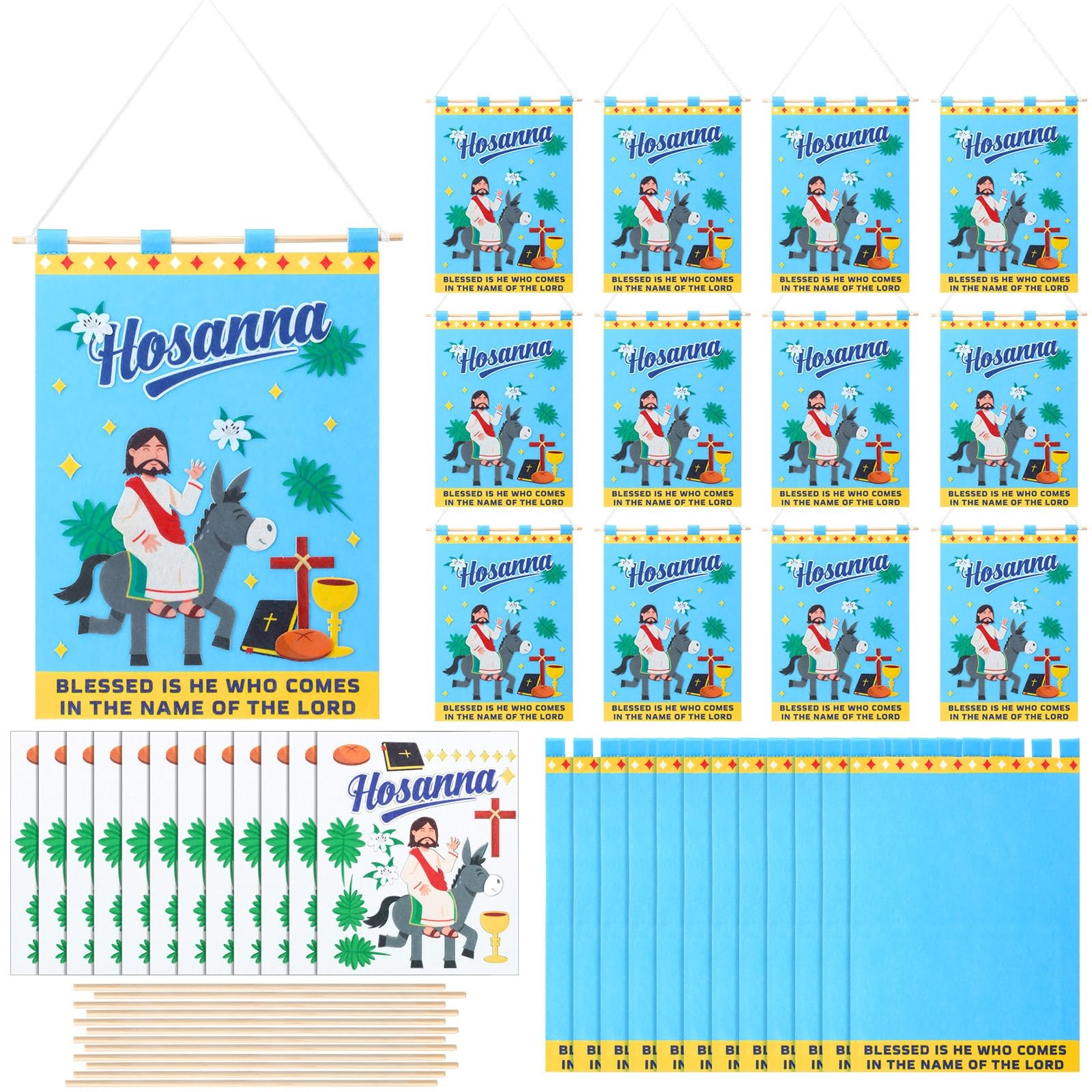12 Set Easter Palm Sunday Felt Banner Craft Kit Palm Sunday Stickers Decorati...
