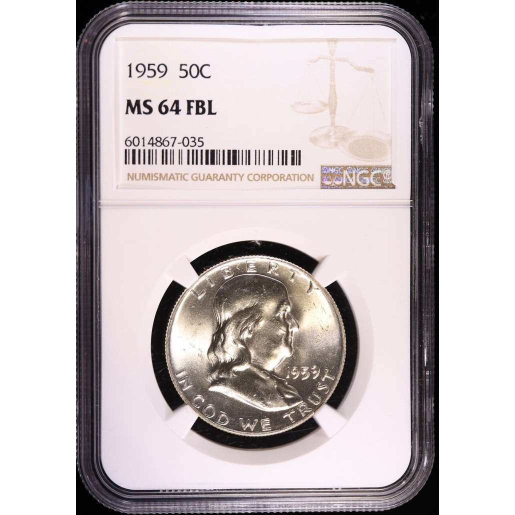 1959 Franklin Half Dollar NGC MS64 FBL Full Bell Lines Silver 50C Coin