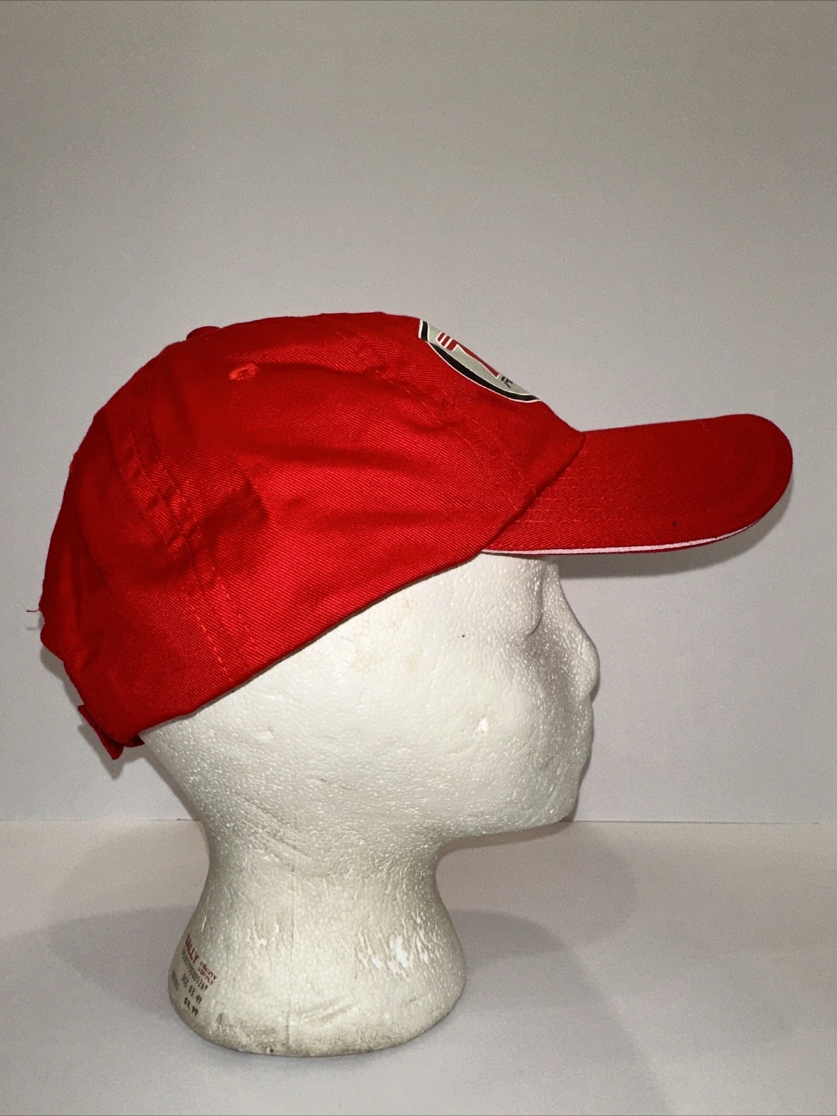 TSA Racing Logo Hat Cap Red Screen Print Hook Loop White Bill Edge Hook Loop