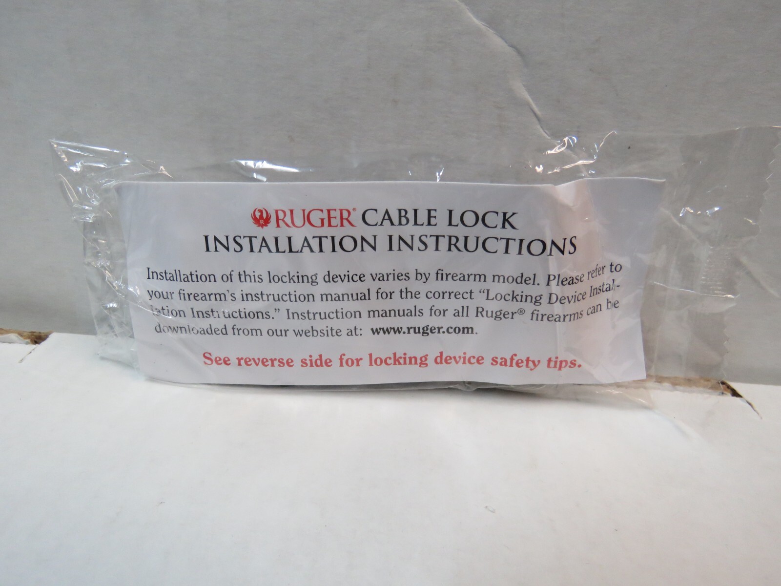 Ruger Firearms Gun Cable Lock  Works with handguns, shotguns or rifles