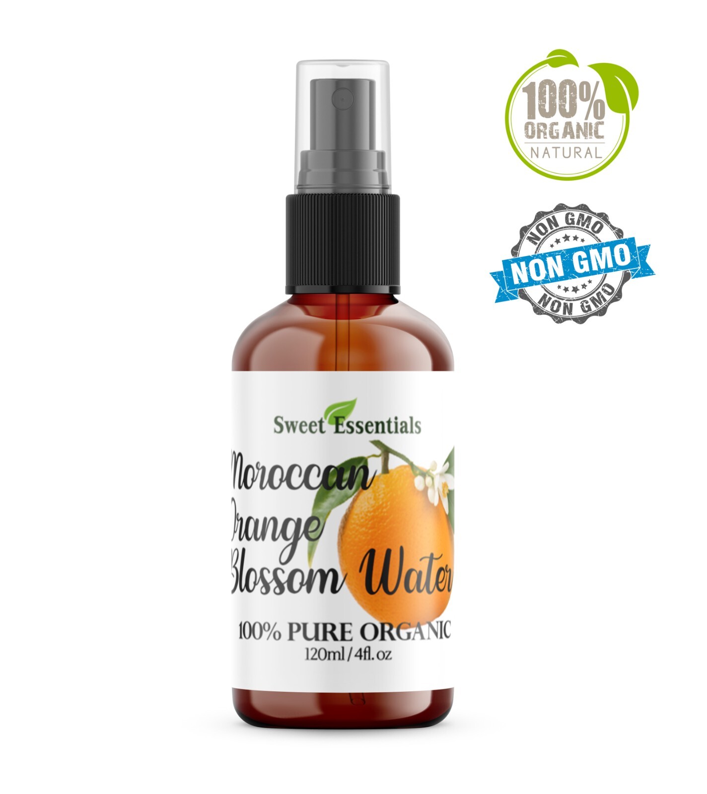 Organic Orange Blossom Neroli Water, 4oz Spray, Imported from Morocco, 100% Pure