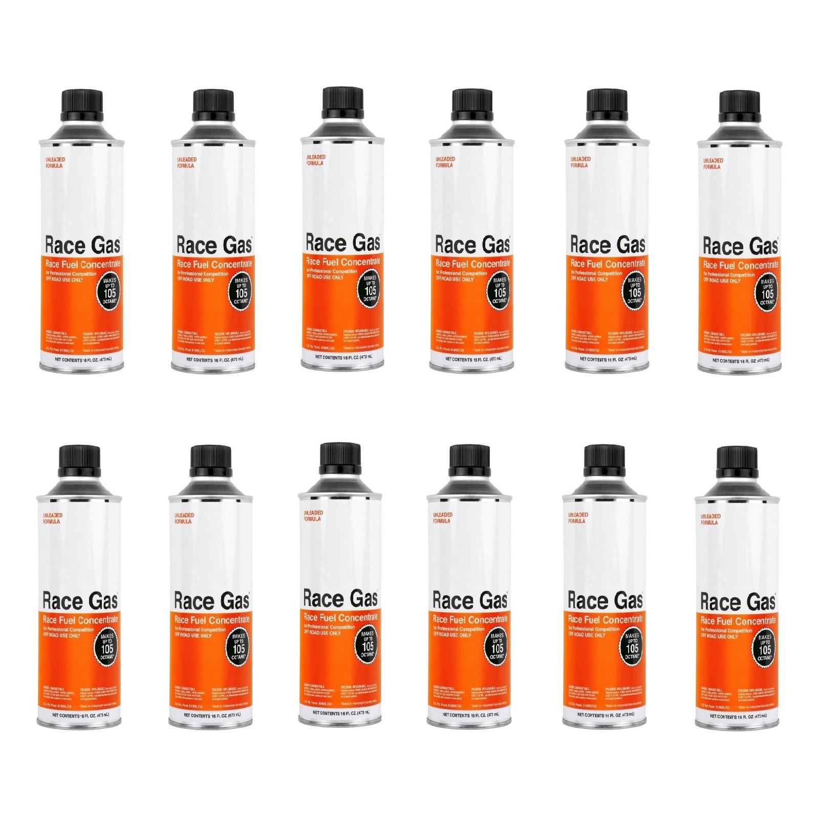 Race Gas 100016 16 oz. Cans of Offroad Race Fuel Concentrate, Set of 12