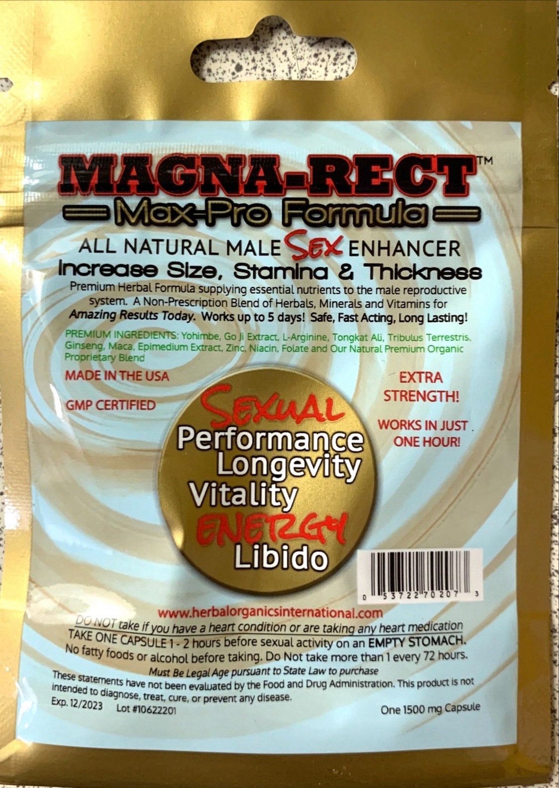 Magna-Rect Gold Max-Pro Premium Formula Male Enhancer Enlargement 30/Display