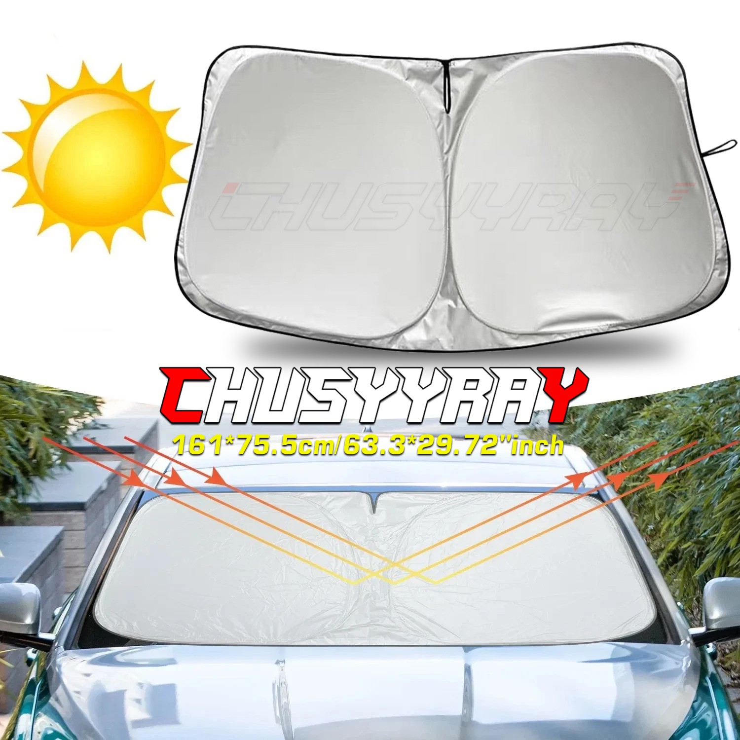 For Silverado 3500HD Foldable SUV Car Windshield Sun Visor Shade Cover UV Block