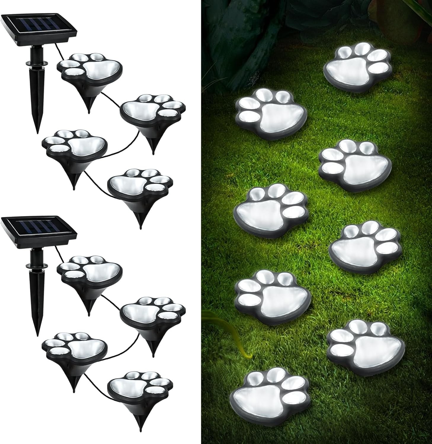 Paw Print Solar Lights Waterproof Dog Print Lights Outdoor Decor for Pet Lovers
