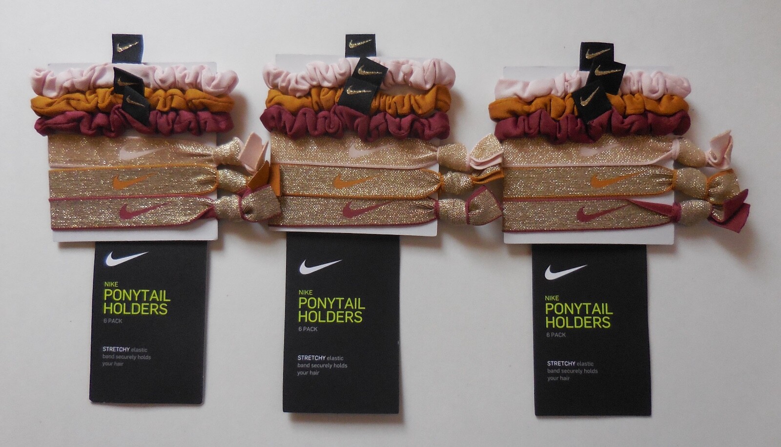 Nike Novelty Elastic Ponytail Holder Assorted 6Pk Adult Unisex Set of 3 Lots #3