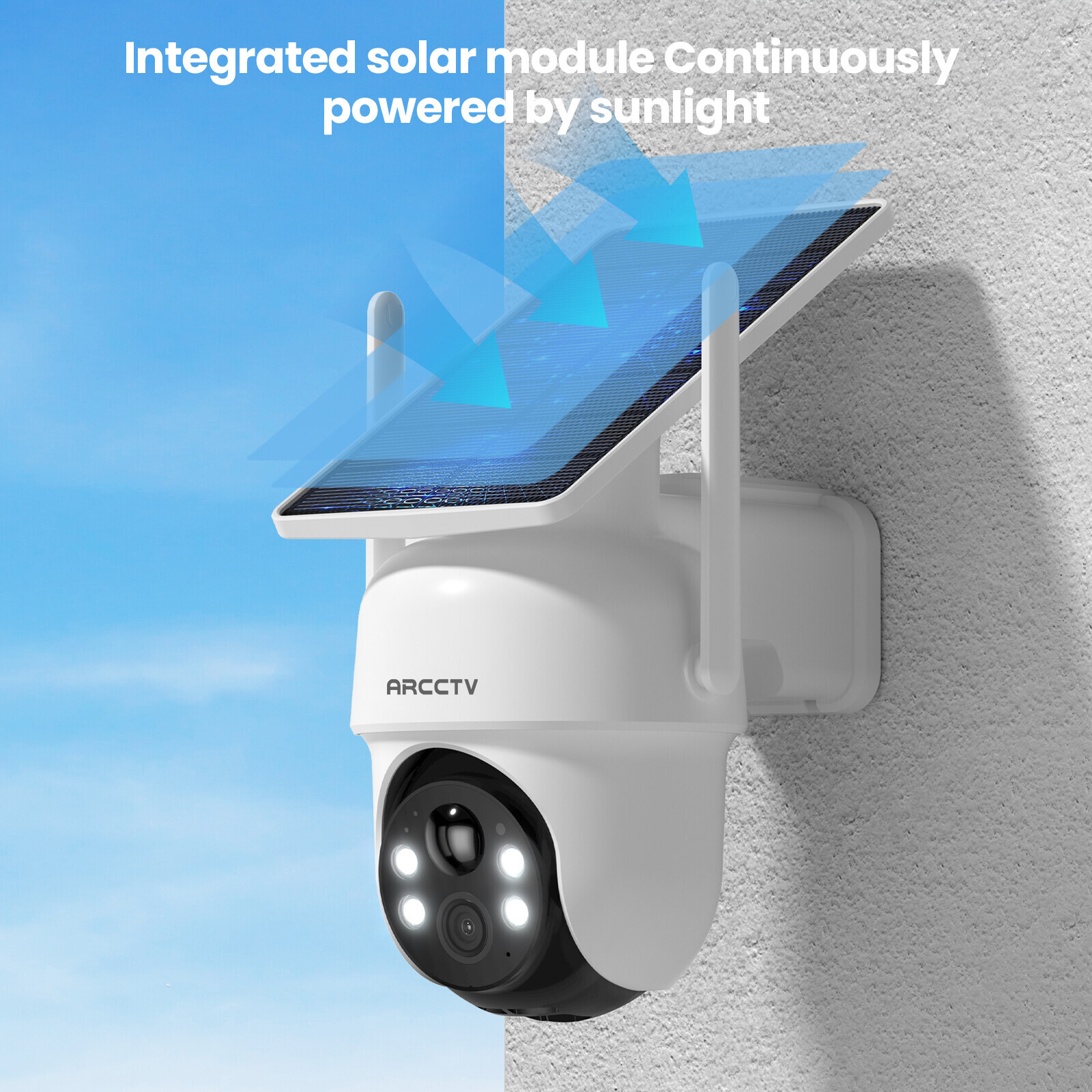ARCCTV Wireless Security Camera System Outdoor WiFi Audio Solar Battery Powered