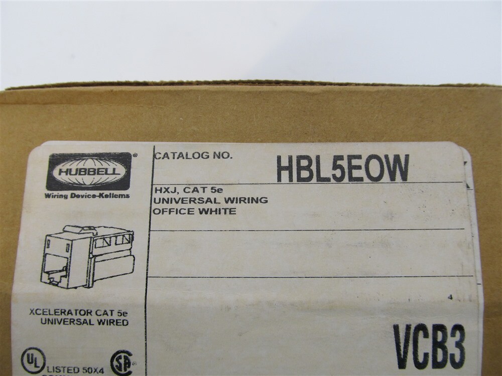 Hubbell, HBL5EOW, Universal Wiring HXJ,Cat 5e Jack,Office White