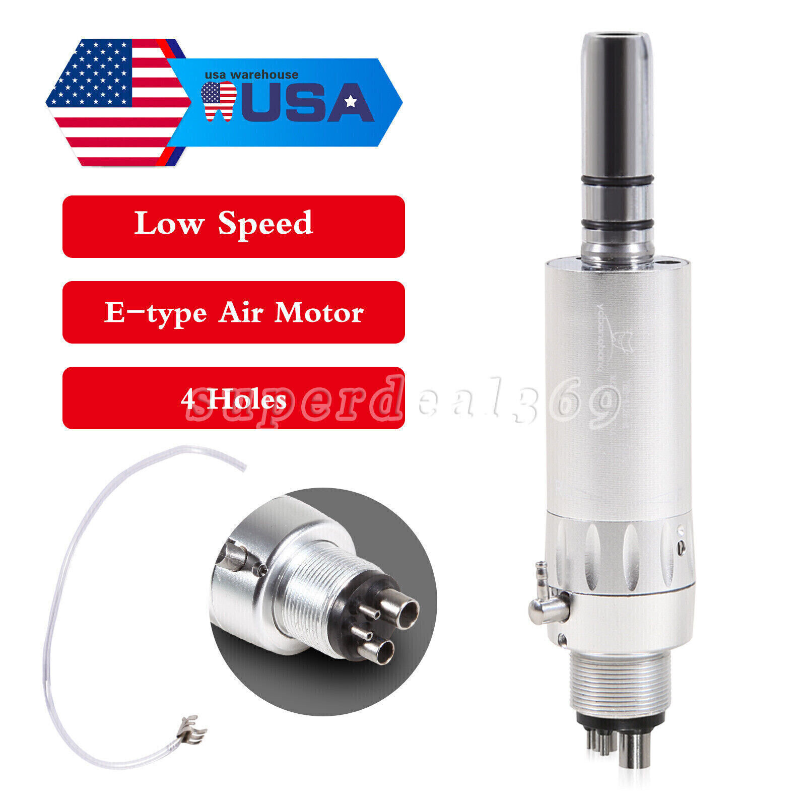 Dental Low Speed Handpiece Straight Nosecone Air Motor 4 holes Inner/External EP
