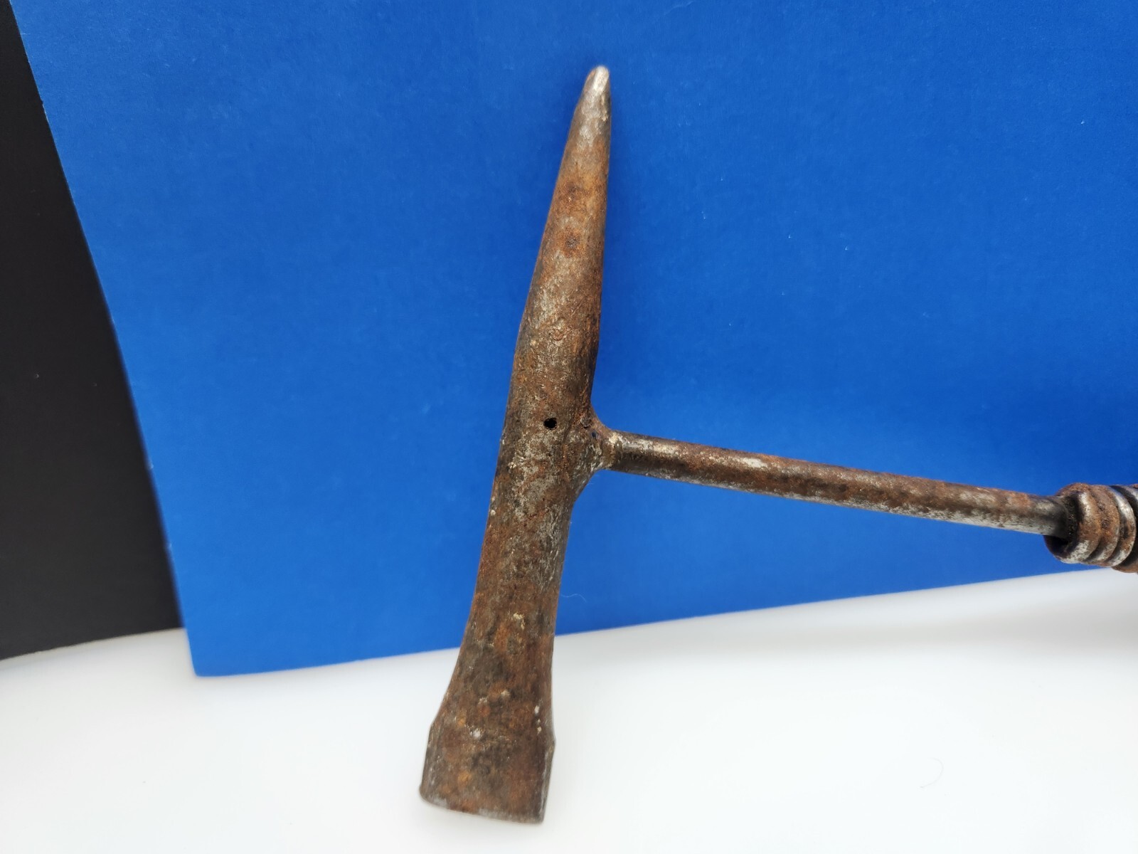 Vintage Metal Chipping Slag Flat 10" Hammer Chisel with Coil Spring Handle