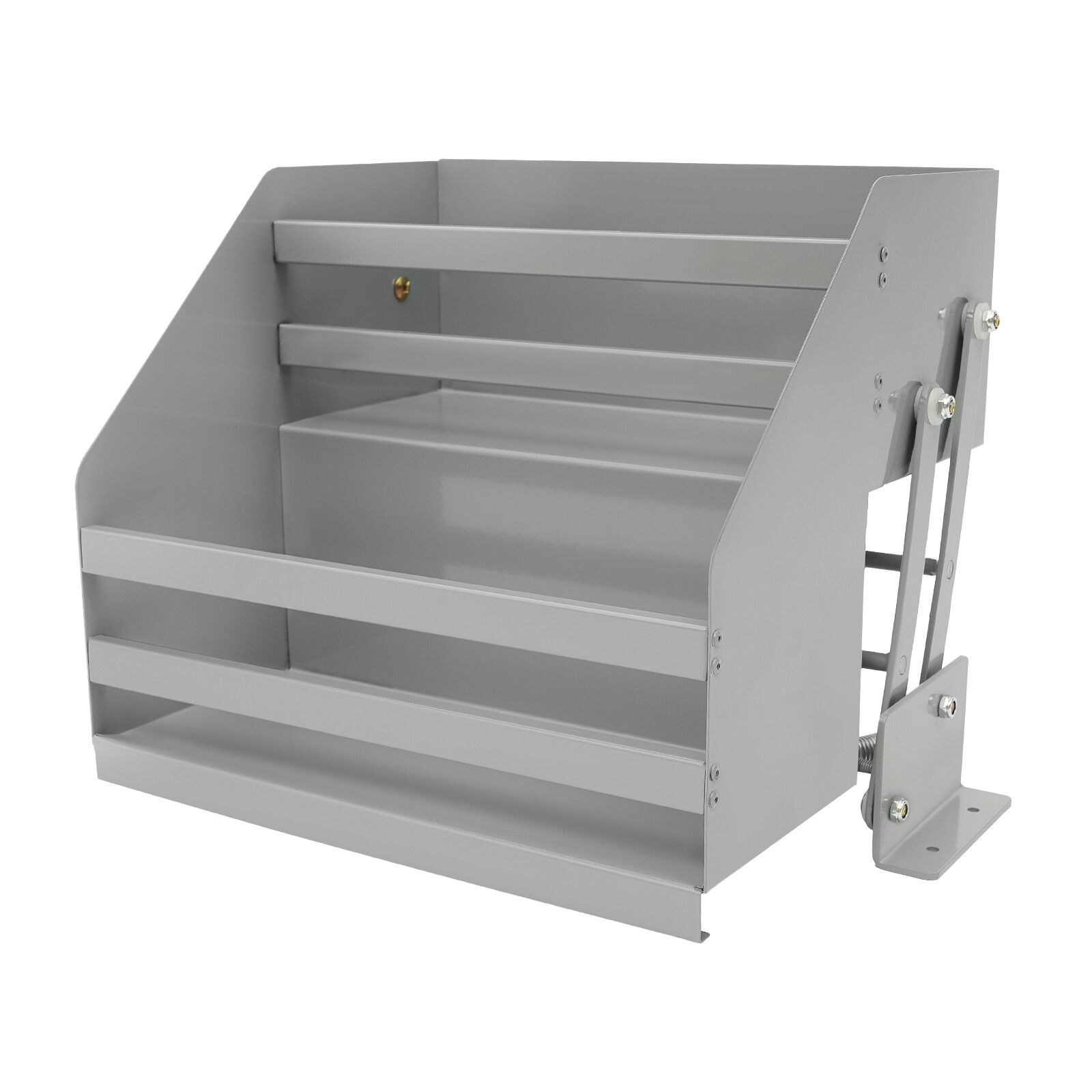 Pull Down Cabinet Organizer 2 Tier Cabinet Wall Shelf Rack L-Shaped Base