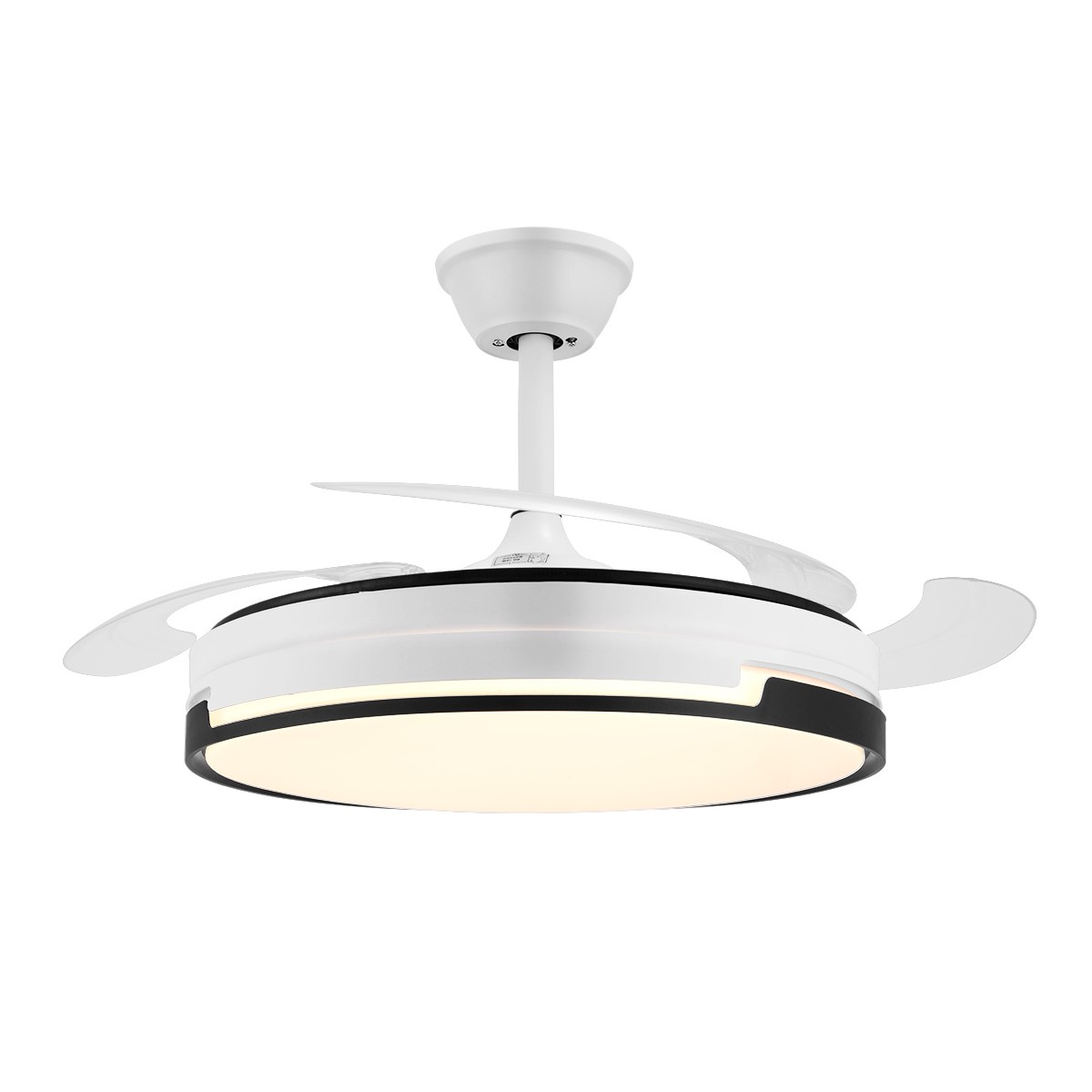 42" Smart Retractable Ceiling Fan Light with 3-Color Light & Remote, App Control