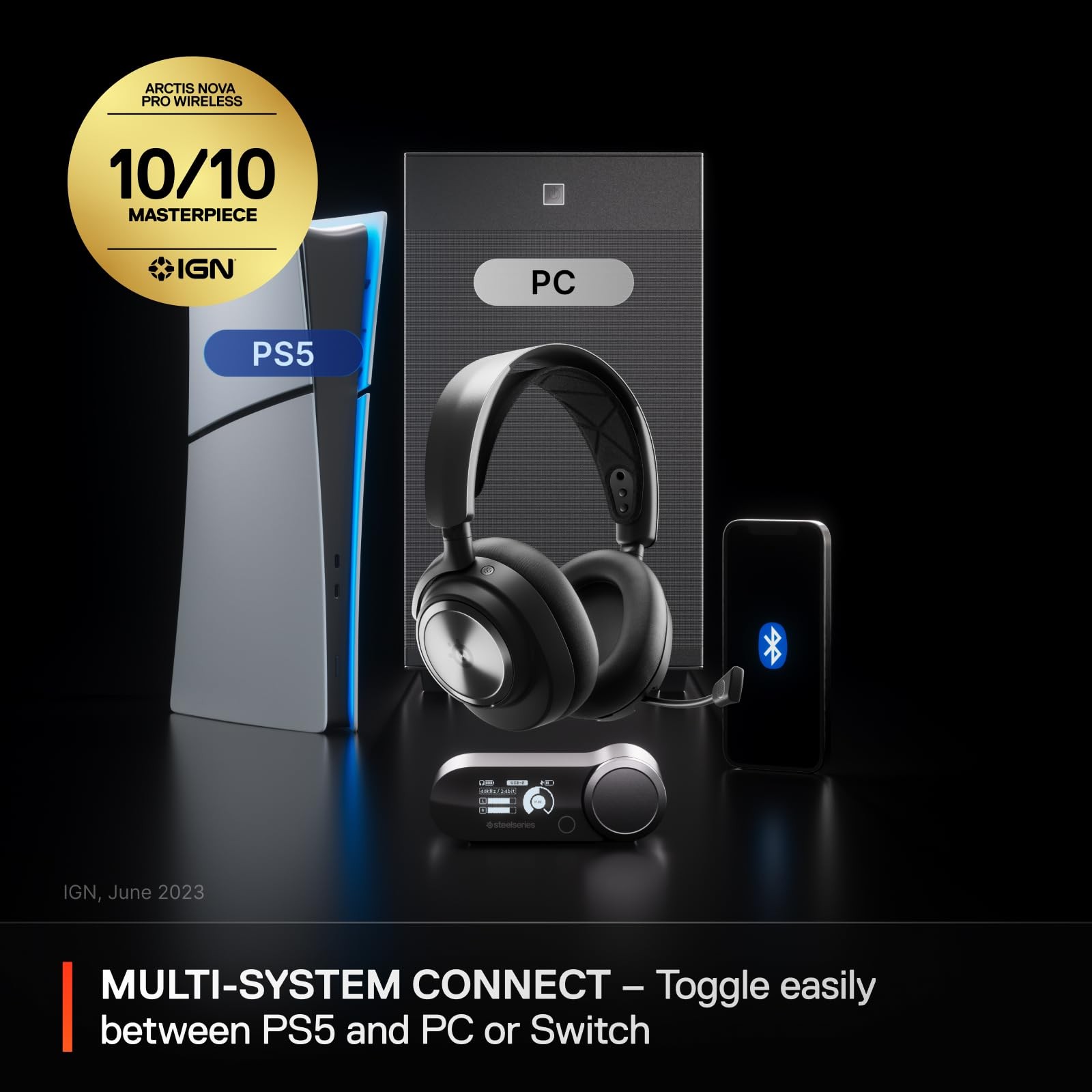 SteelSeries Arctis Nova Pro Wireless Multi-System Gaming Headset for PC, PS5,