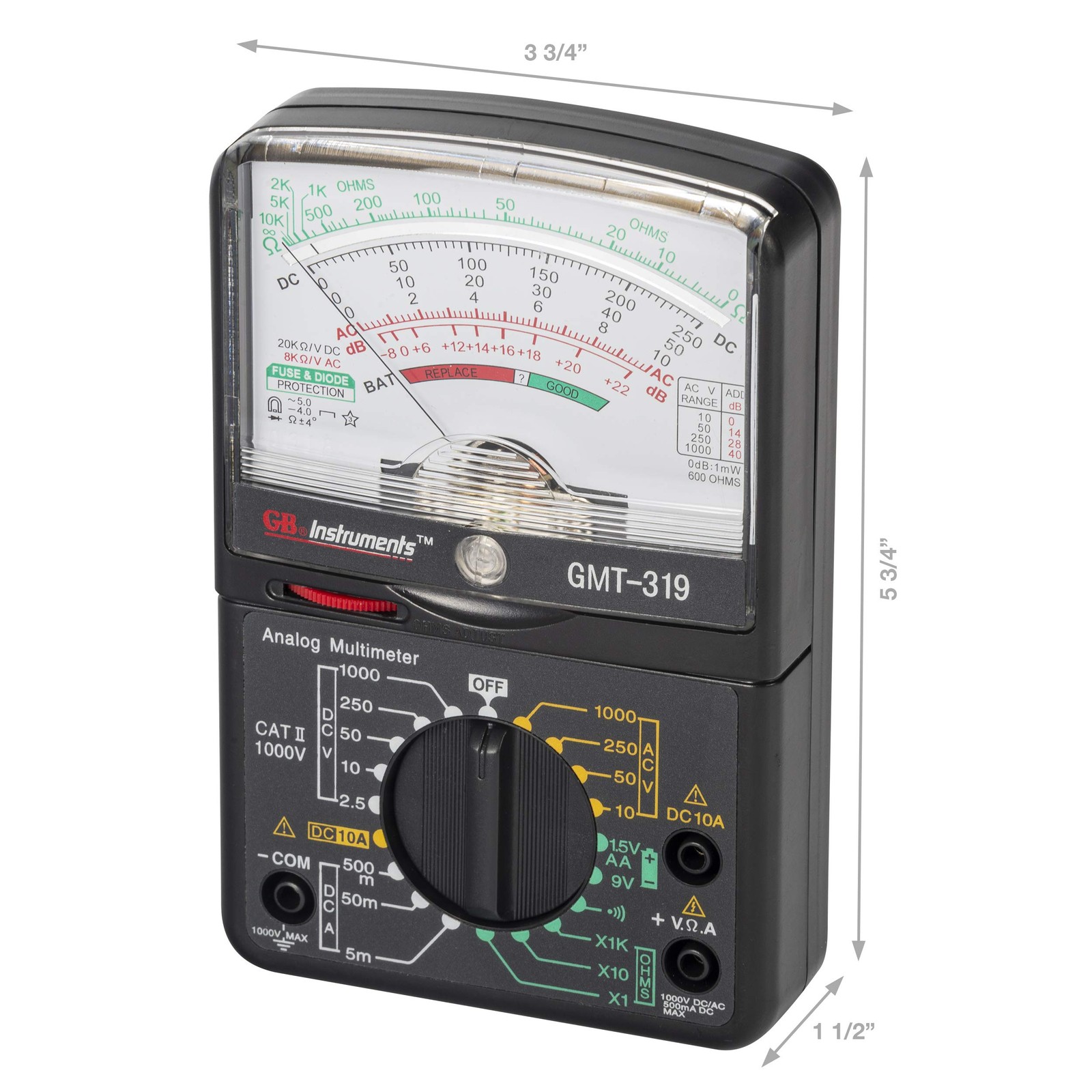 Gardner Bender GMT-319 Multimeter Tester, RJ-45 & RJ-11, 7 Function / 19 Range