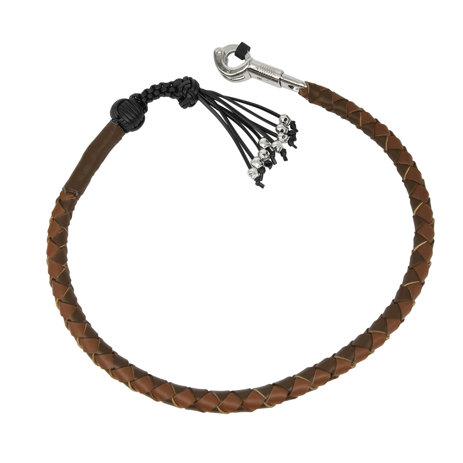 42" Inches Leather Motorcycle Get Back Whip for Handlebar Biker with Skulls
