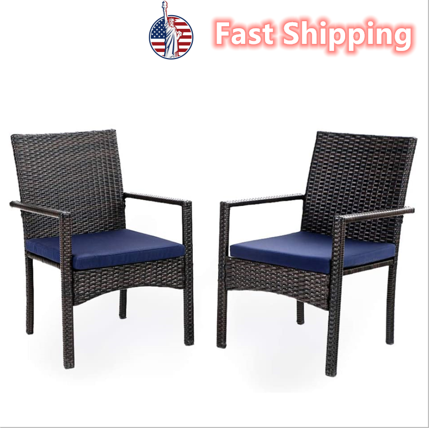 Set of 2 Patio Wicker Chair Rattan Chairs Outdoor Furniture with Cushions