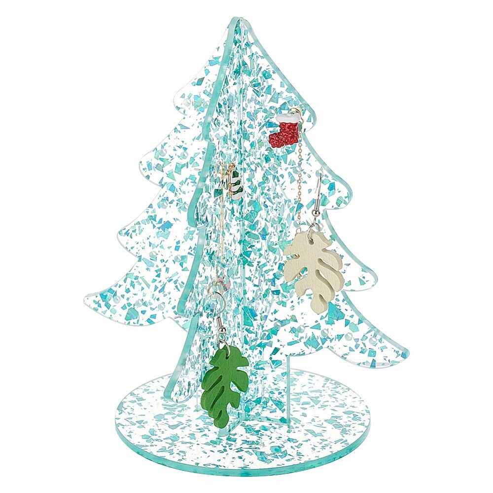 1set Transparent Acrylic Earring Display Stands with Paillette Christams Tree