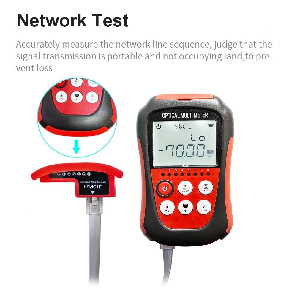 Integrated Optical Power Meter with VFL & RJ45 Functions - Lightweight & Precise