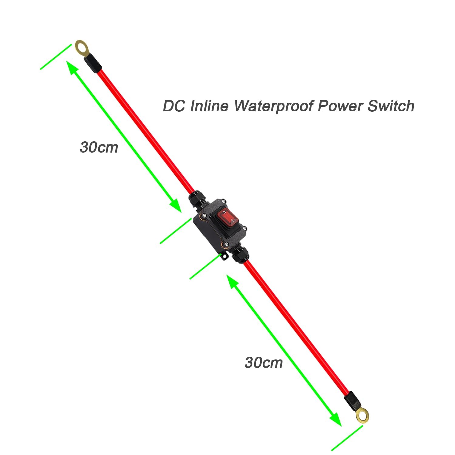 DC 12V Inline Switch DC 12-24V DPST Dual Side Wiring Switchs 25A Inline