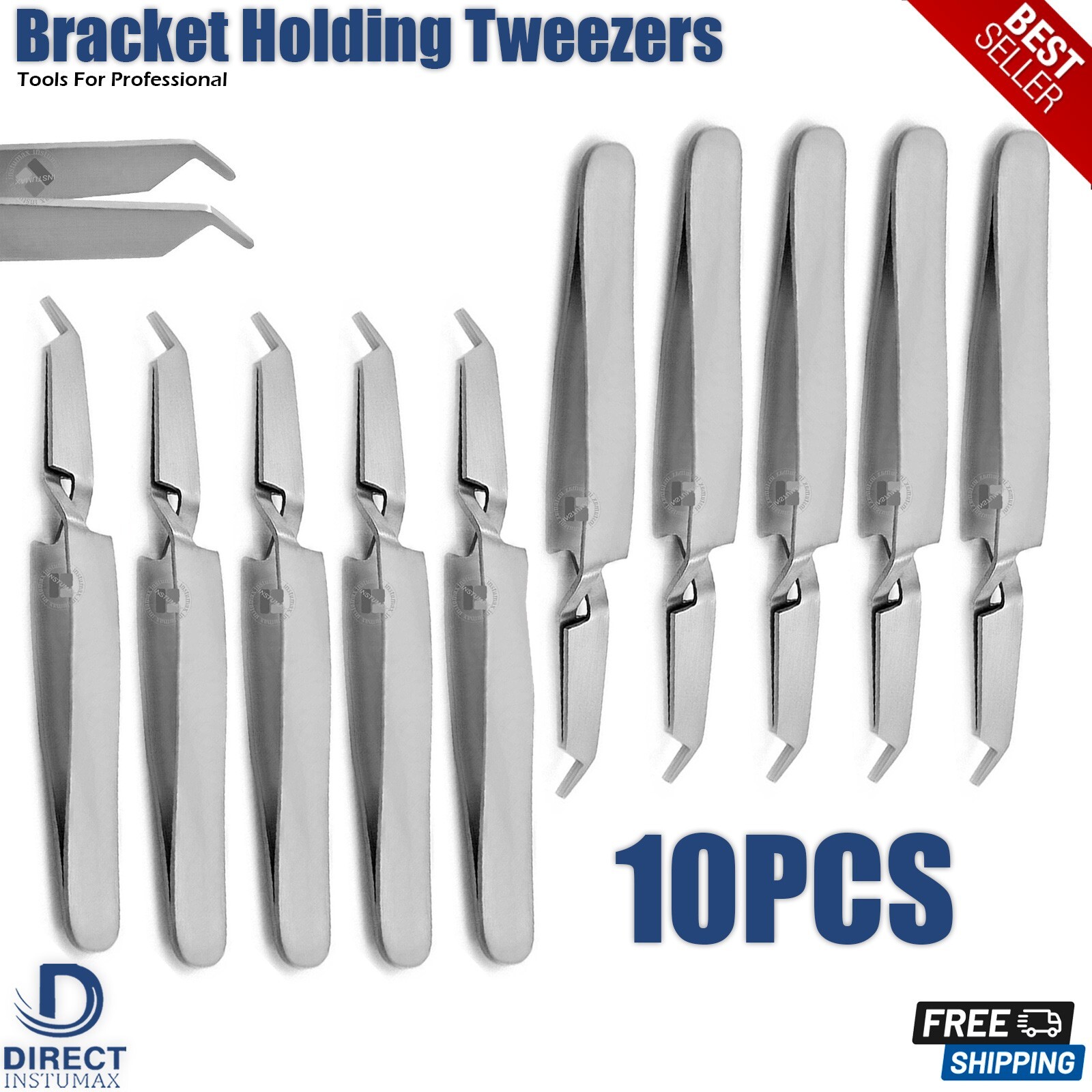 10PCS Dental Bracket Holding Tweezers Orthodontic Placing Reverse Action Forceps