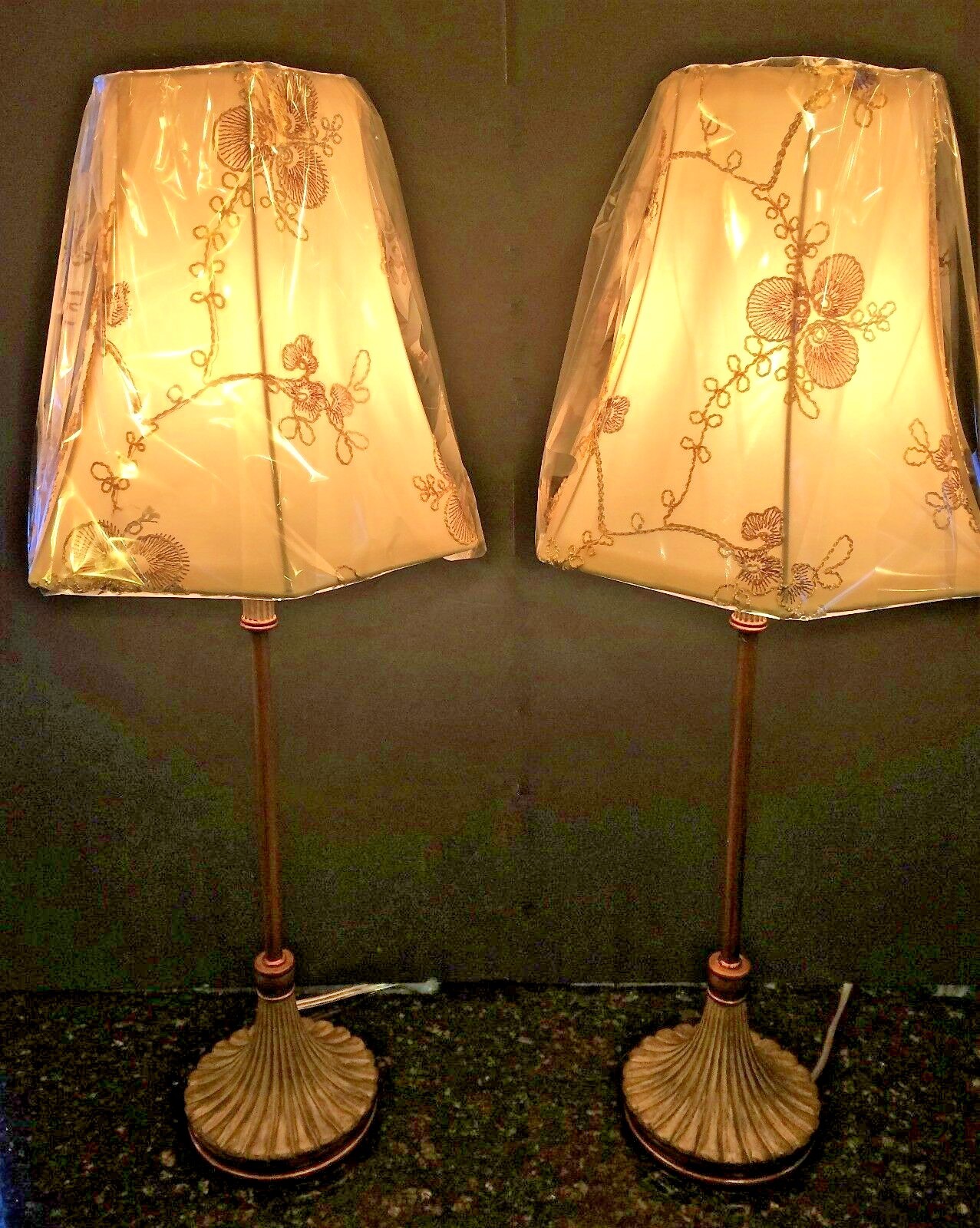 2 New Candlestick Table Lamps 26.5" designer shades