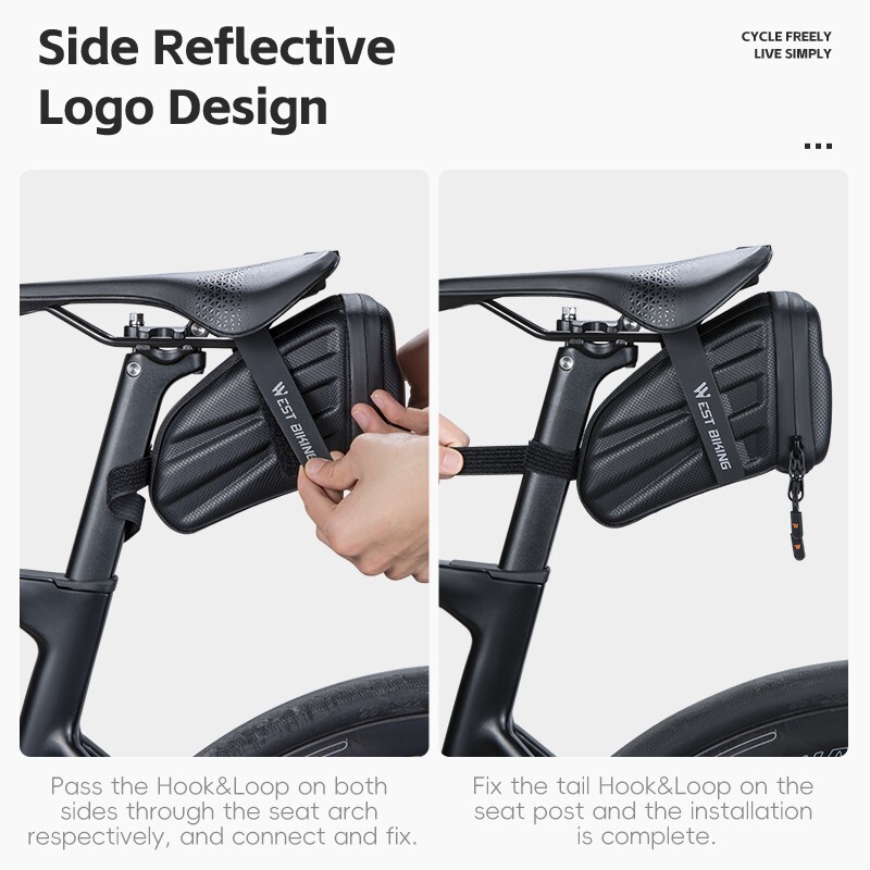 WEST BIKING Bicycle Saddle Bag EVA Carbon Pattern Hard Shell Bike Seat Tail Bag