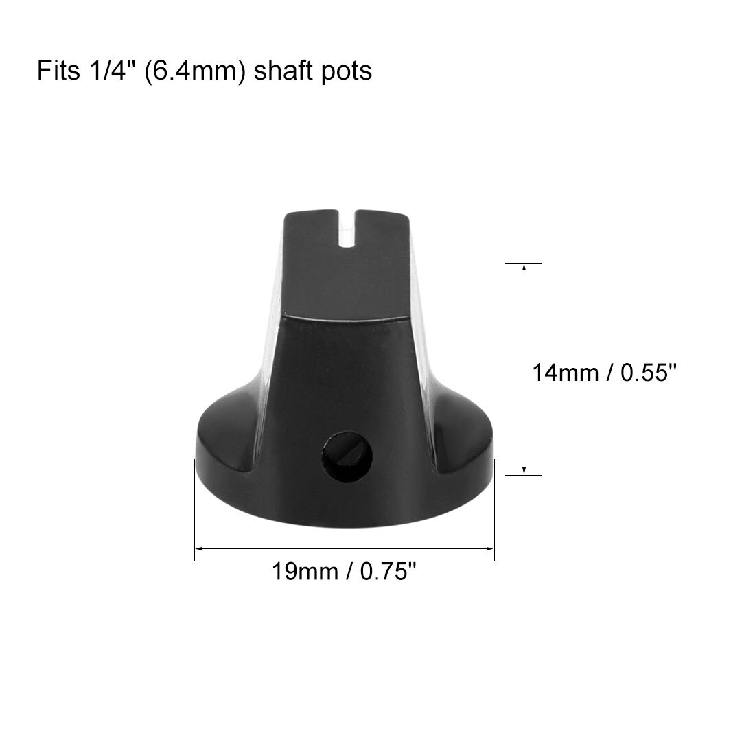 2Pcs 6.4mm Shaft Hole Pedal Knobs Pointer Control Knobs with Set Screw Black