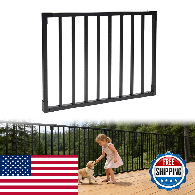 Yeejinhong 4Ft W X 32In Wrought Iron Deck Gate Heavy-Duty Security Gate