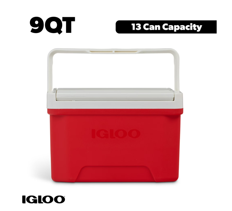 Igloo Small Cooler, 9 Quart Laguna Ice Chest, 13 Can Capacity, Red
