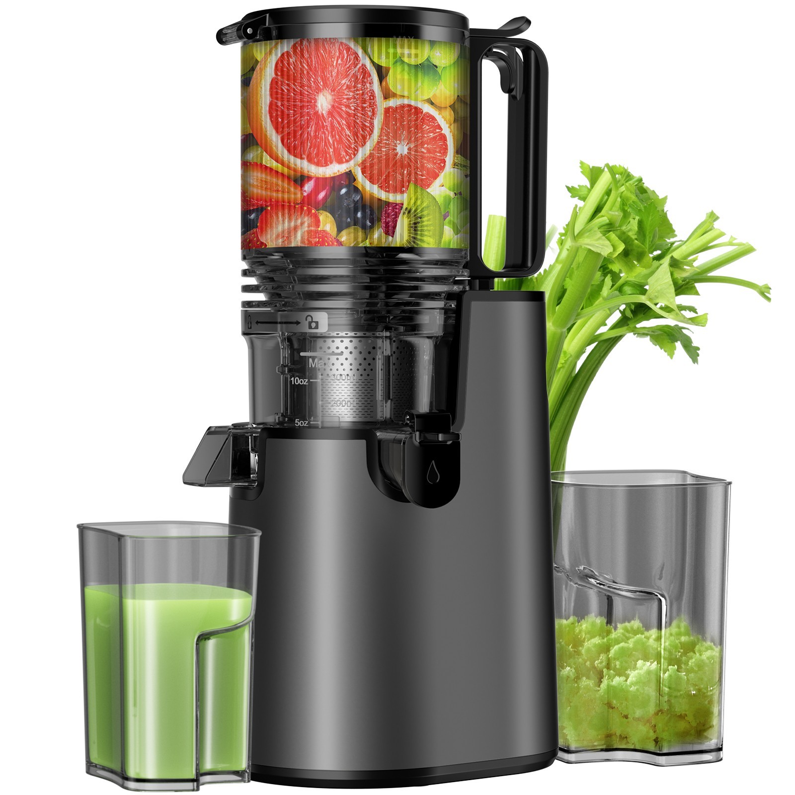 5.4" Large Feed Chute Cold Press Juicer - 350W Slow Masticating for Batch Use