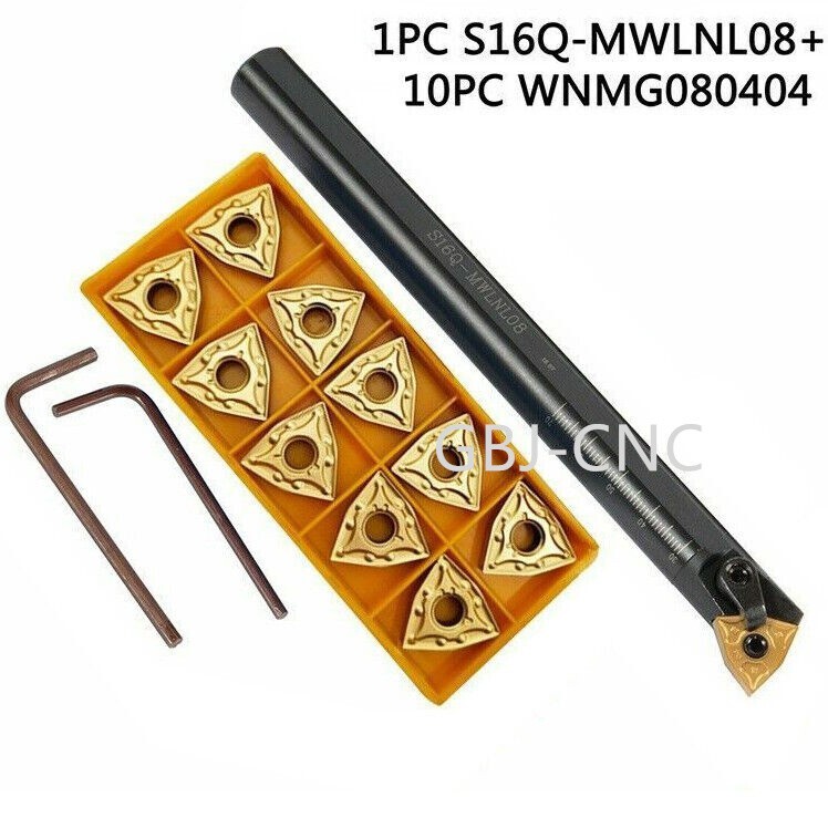 Brand new S16Q-MWLNR08 Lathe Turning Tool Boring Bar Holder + 10pcs WNMG080404