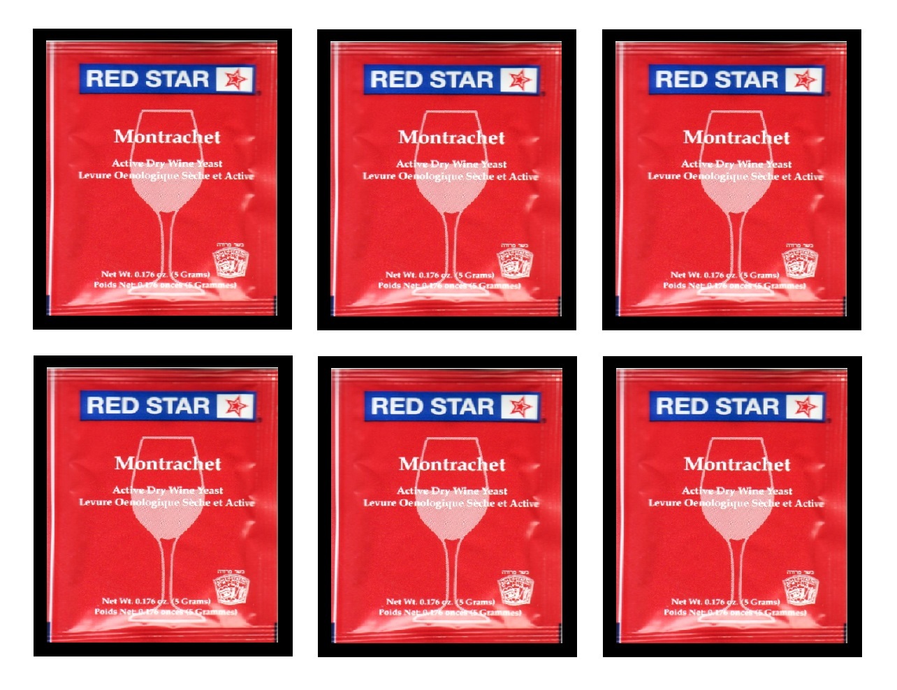 WINE YEAST 6 PK PREMIER CLASSIQUE MONTRACHET RED STAR FOR REDS DARK BERRIES
