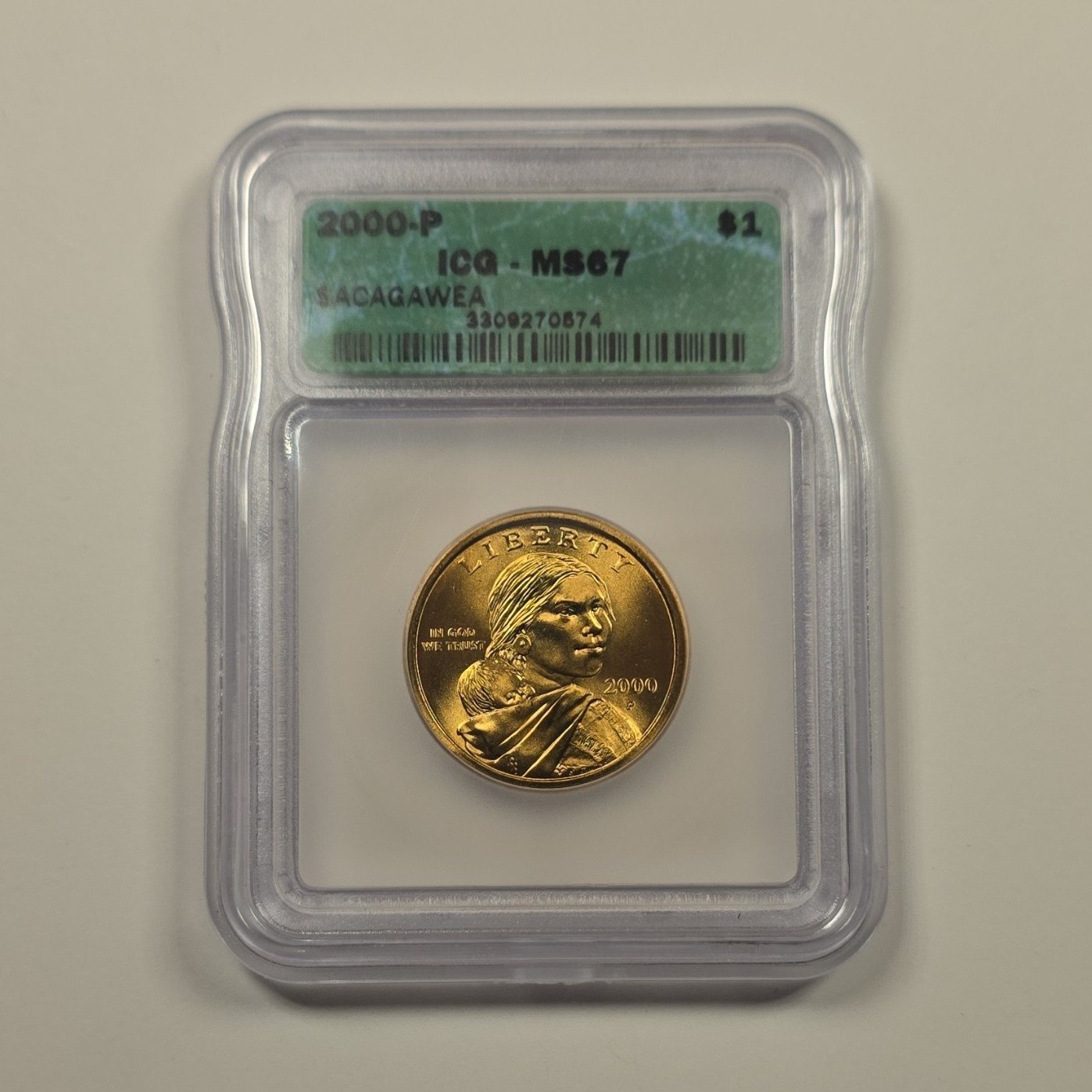 2000-P Sacagawea Native American $1 Business Strike Copper Coin ICG MS67