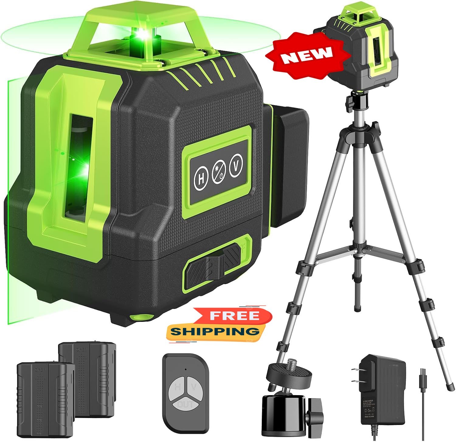 Nivel láser de 360° con trípode de 101 cm, autonivelante con modo de pulso, incl