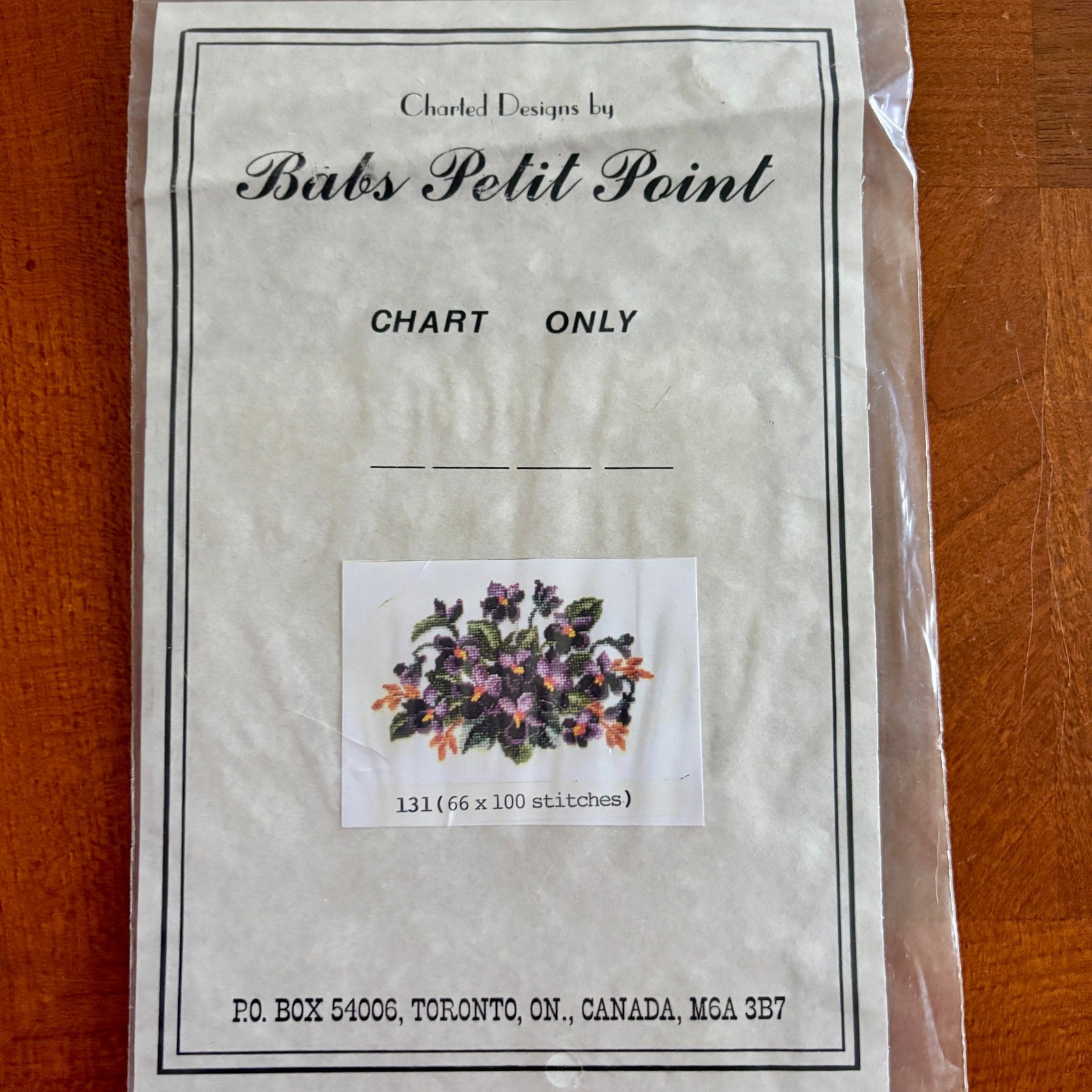 Violets 131 Needlepoint Design Babs Fuhrmann Petit Point Chart Pattern 66 x 100