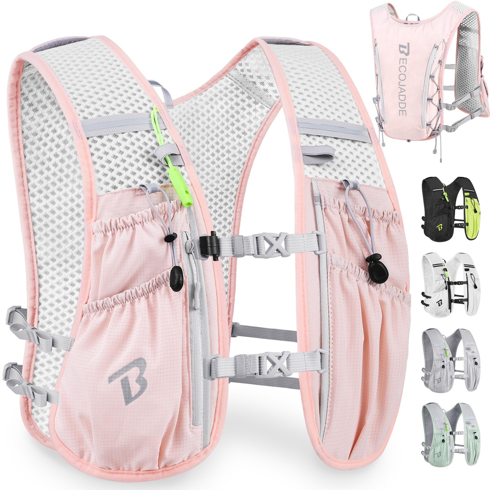 BECOJADDE Running Vest Hydration Backpack for Men Only 5L Vest, Pink