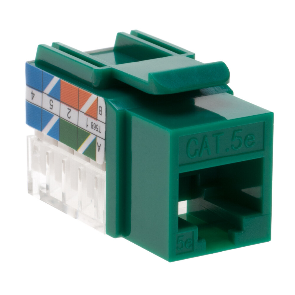 40 Pcs Cat5e 45 Angled Keystone Jack 110 Punch down 8P8C Green Network Ethernet