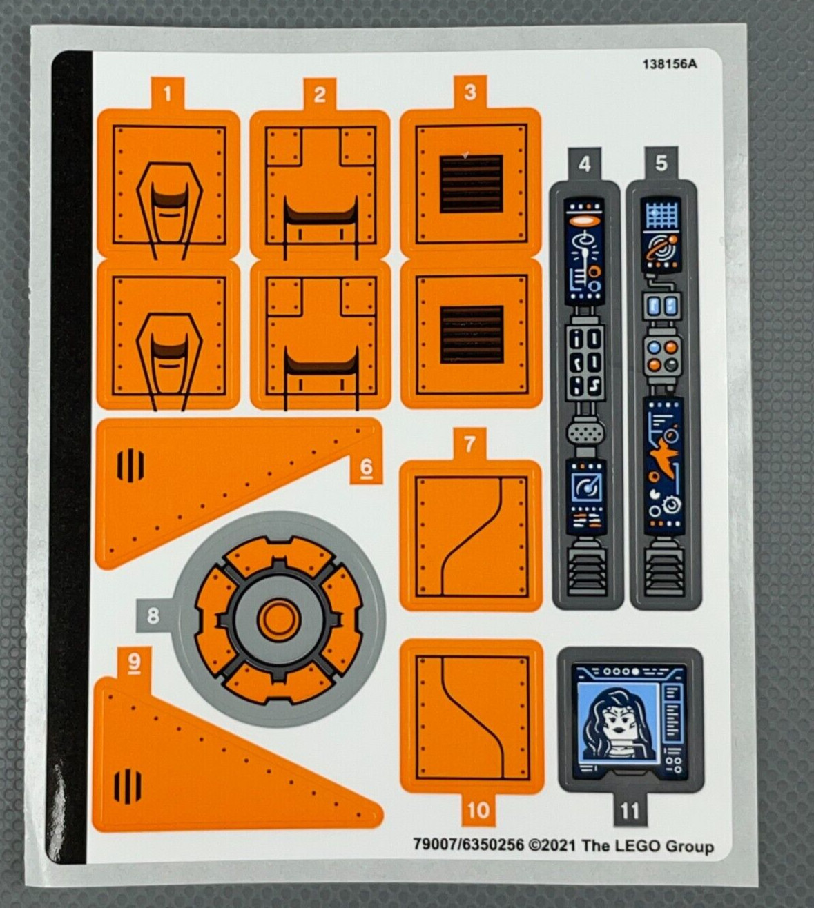 Sticker Sheet for LEGO Set 76193  The Guardians' Ship Orange Space Ship Decals