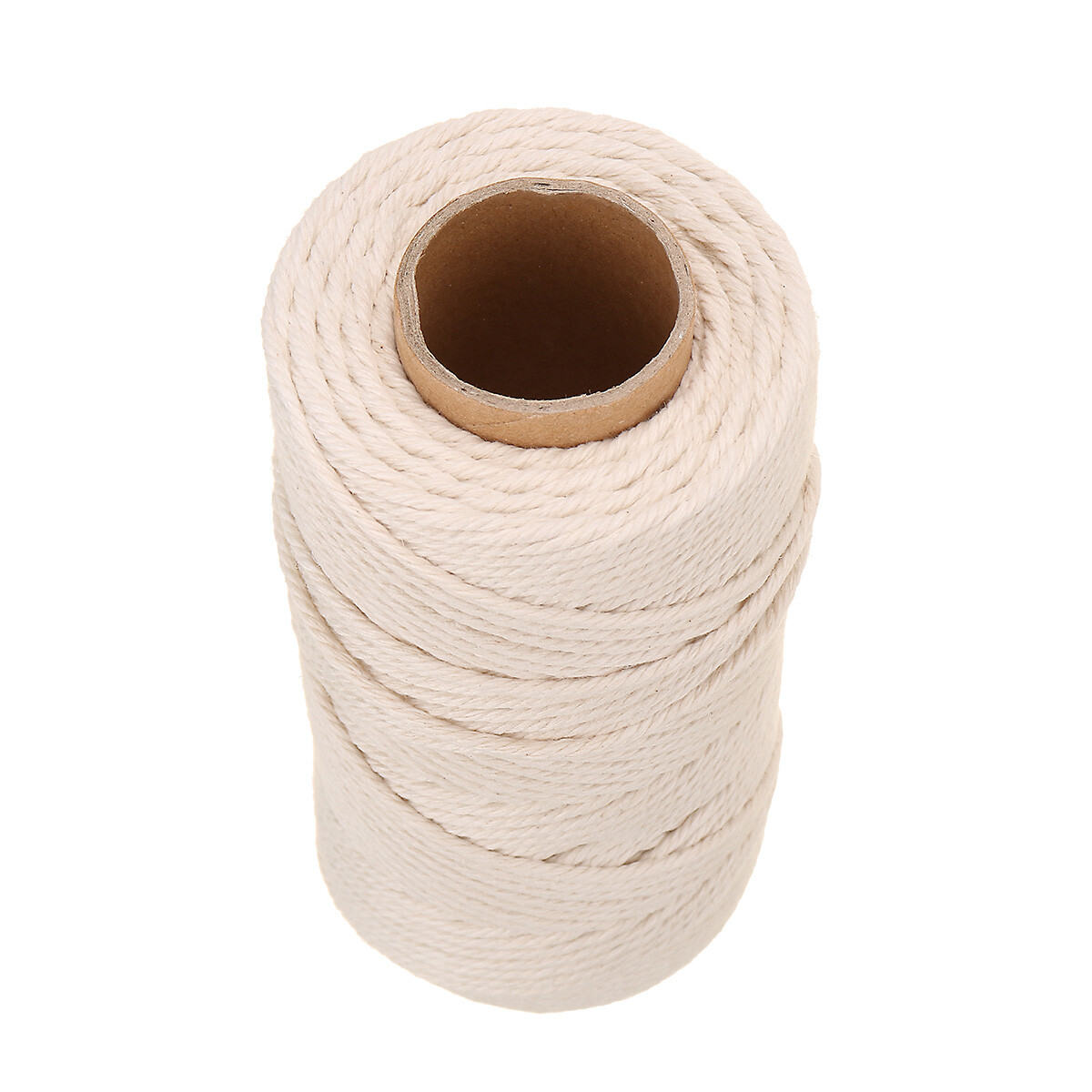 100m 3mm Natural Cotton String Macrame Artisan Thread Twisted Cord + Beads Rings