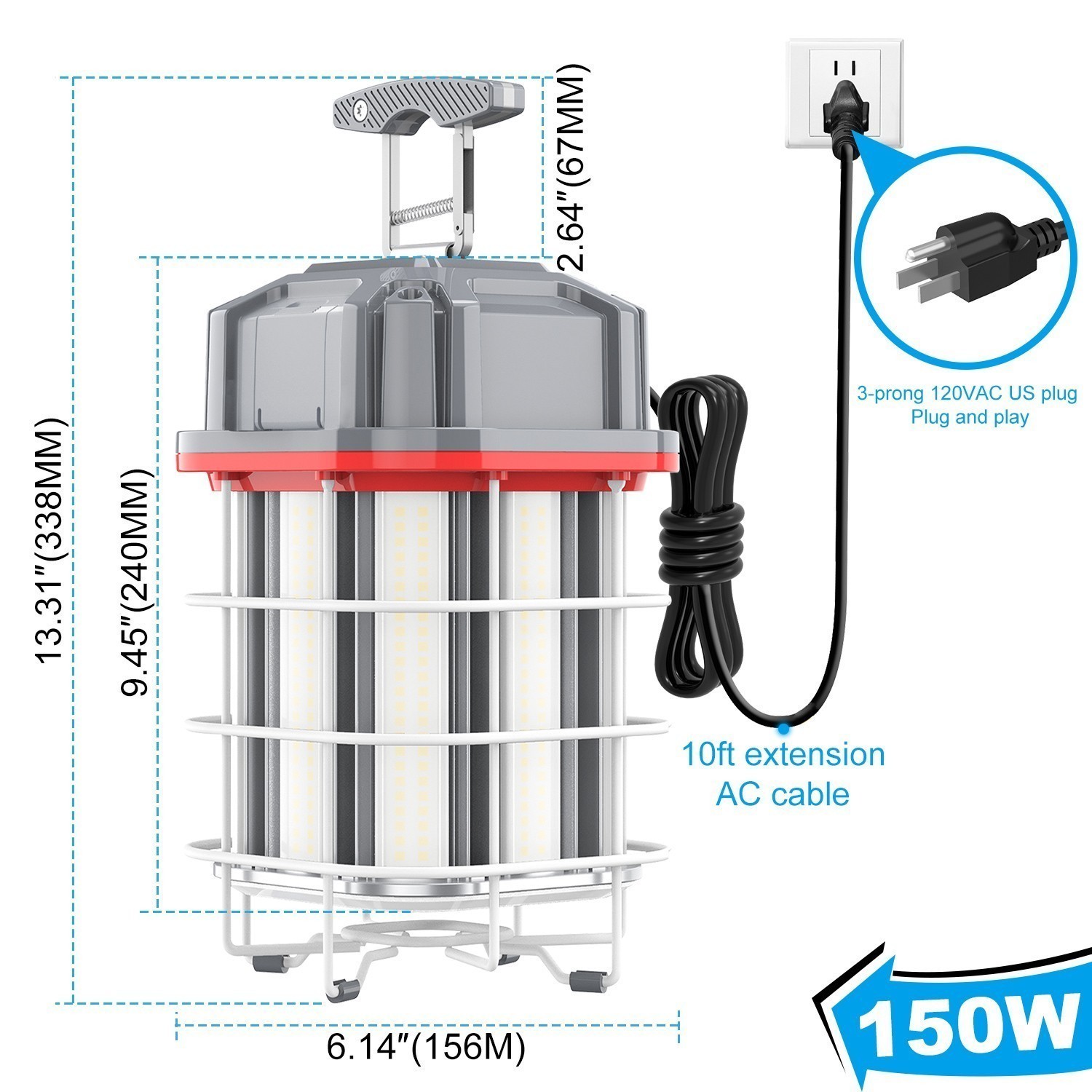 150 Watt LED Temporary Work Light Industrial Constructions Jobsite Linkable Lamp