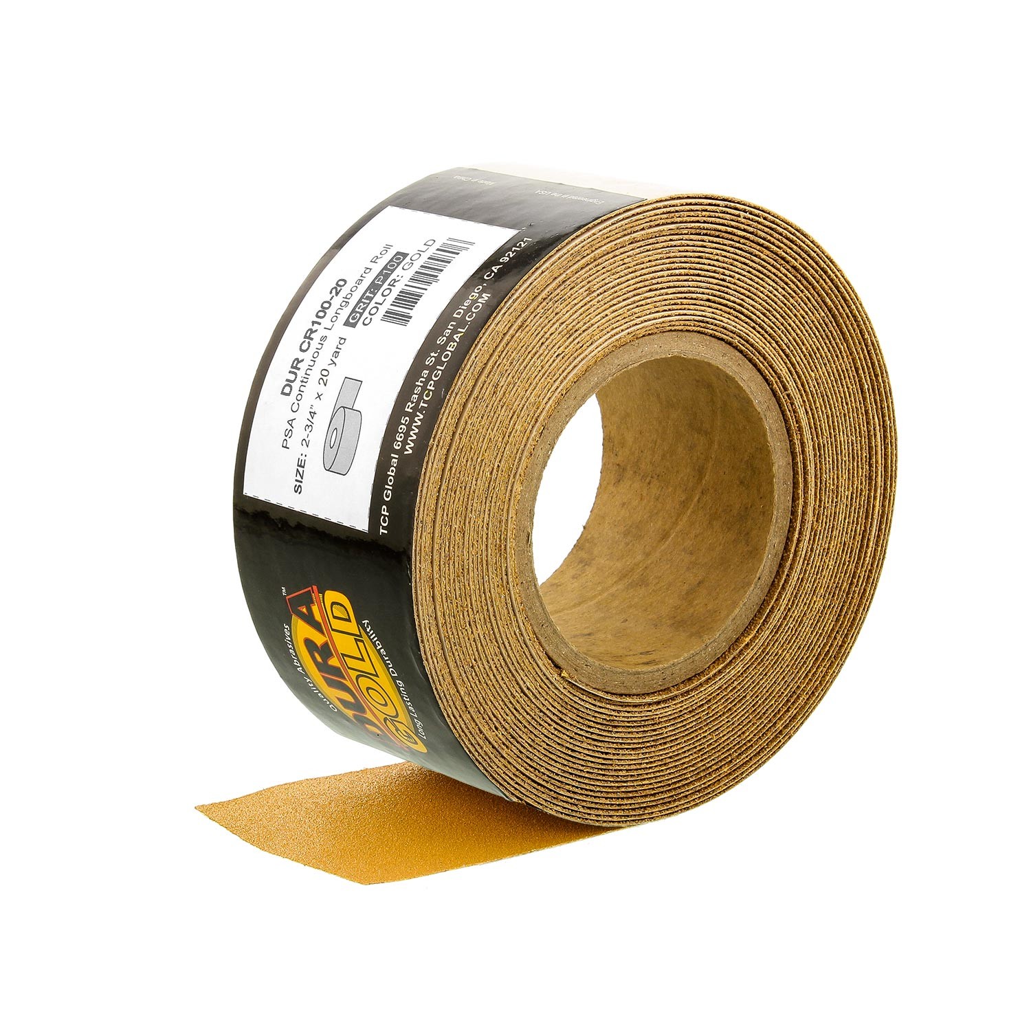 100 Grit Gold Longboard 20 Yards Long by 2-3/4" Wide PSA Self Adhesive Sandpaper