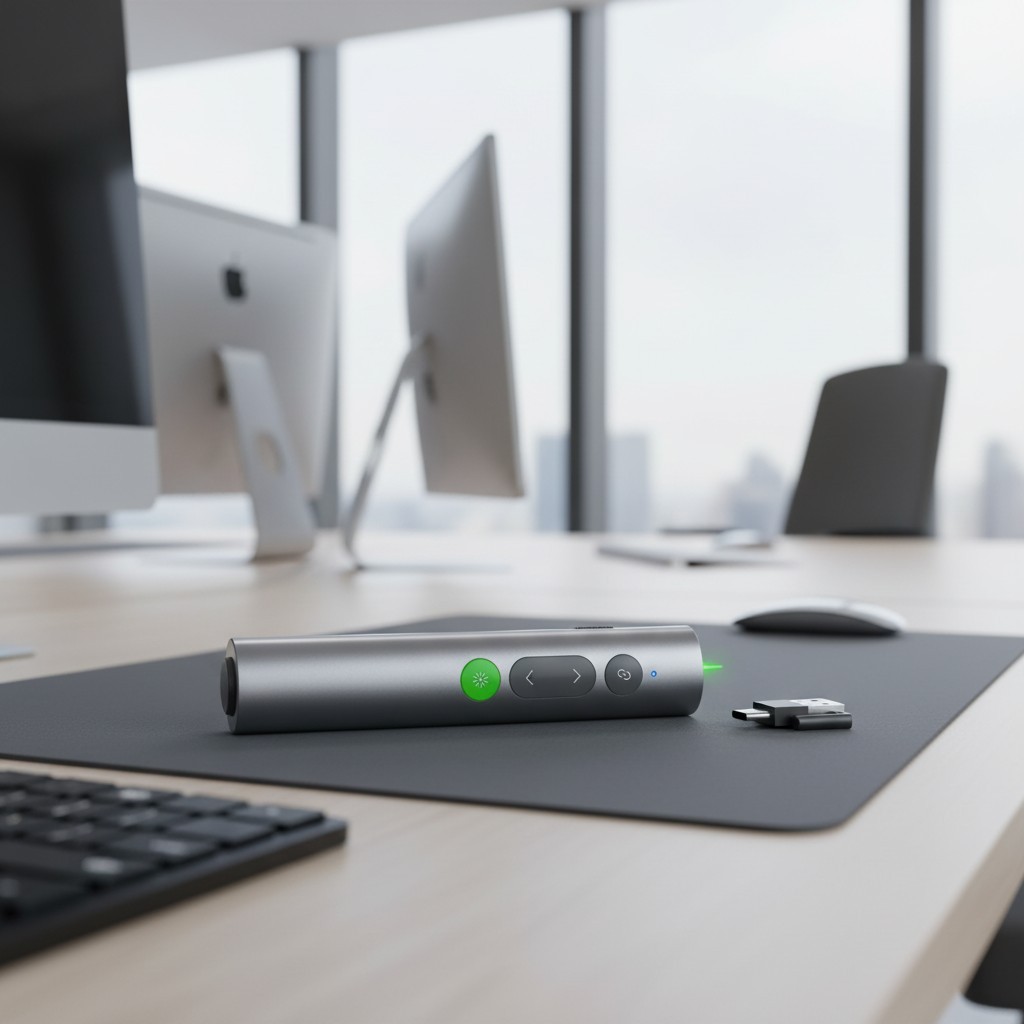 Wireless Presentation Clicker with Green Laser Pointer for PowerPoint Slides
